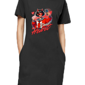 Devil Heart Women's T-Shirt Dress – Edgy Style Meets Comfort, Made in India