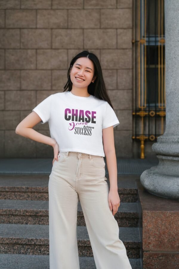 Chase Dreams, Achieve Success Women's Cotton Crop Top – Motivational Style for the Ambitious Woman